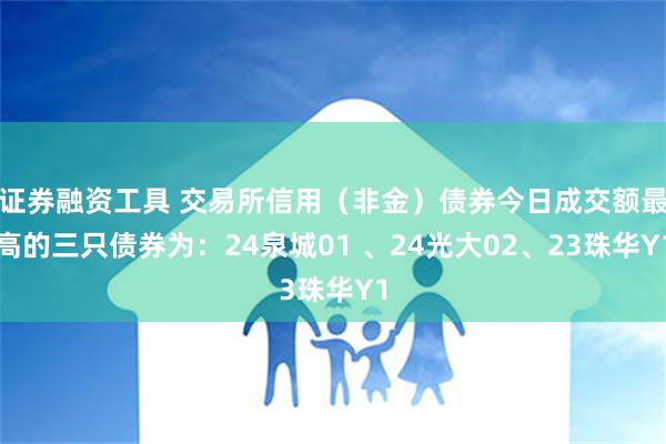 证券融资工具 交易所信用（非金）债券今日成交额最高的三只债券为：24泉城01 、24光大02、23珠华Y1