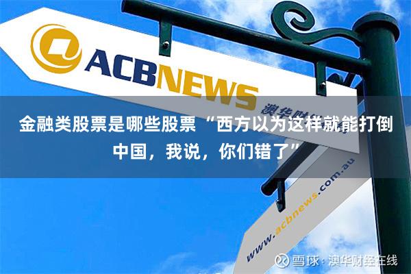 金融类股票是哪些股票 “西方以为这样就能打倒中国，我说，你们错了”