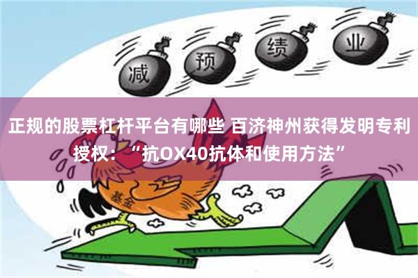 正规的股票杠杆平台有哪些 百济神州获得发明专利授权：“抗OX40抗体和使用方法”